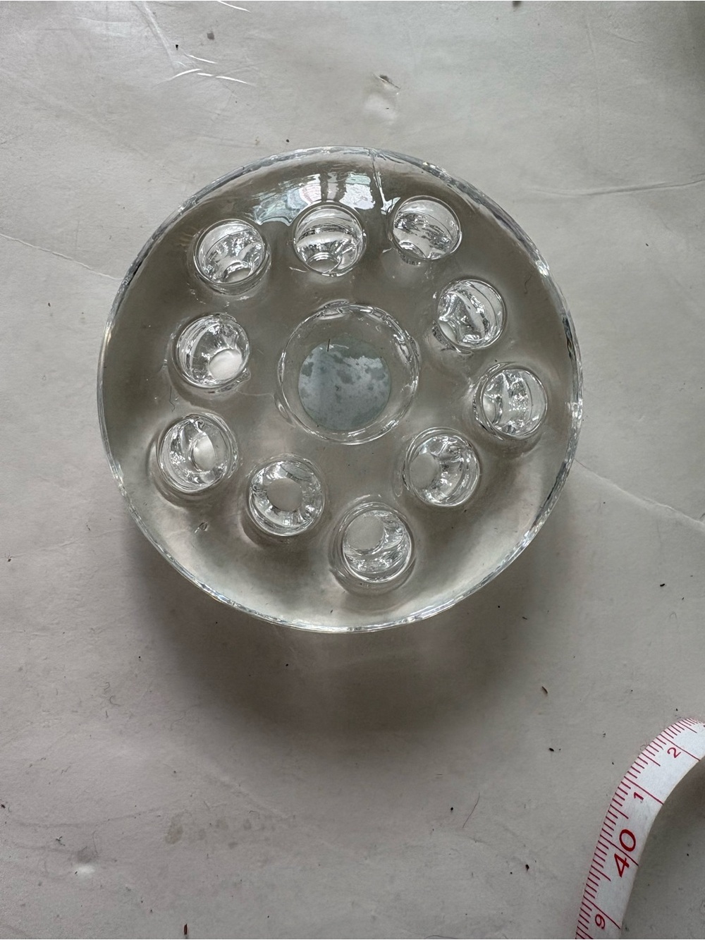 Round Clear Glass 11 Hole Flower Frog Holder Decor Domed Florist